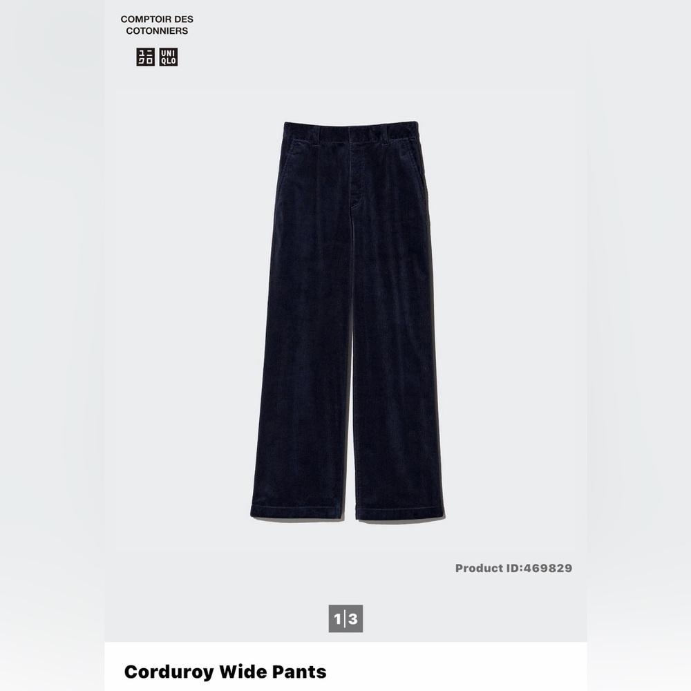 Uniqlo navy corduroy Wide Leg Pants - Picture 5 of 5